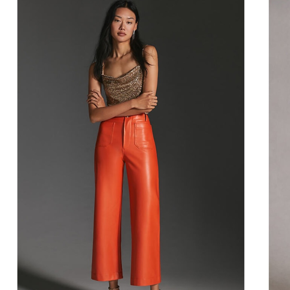 Maeve Colette Faux Leather Wide Leg Pant